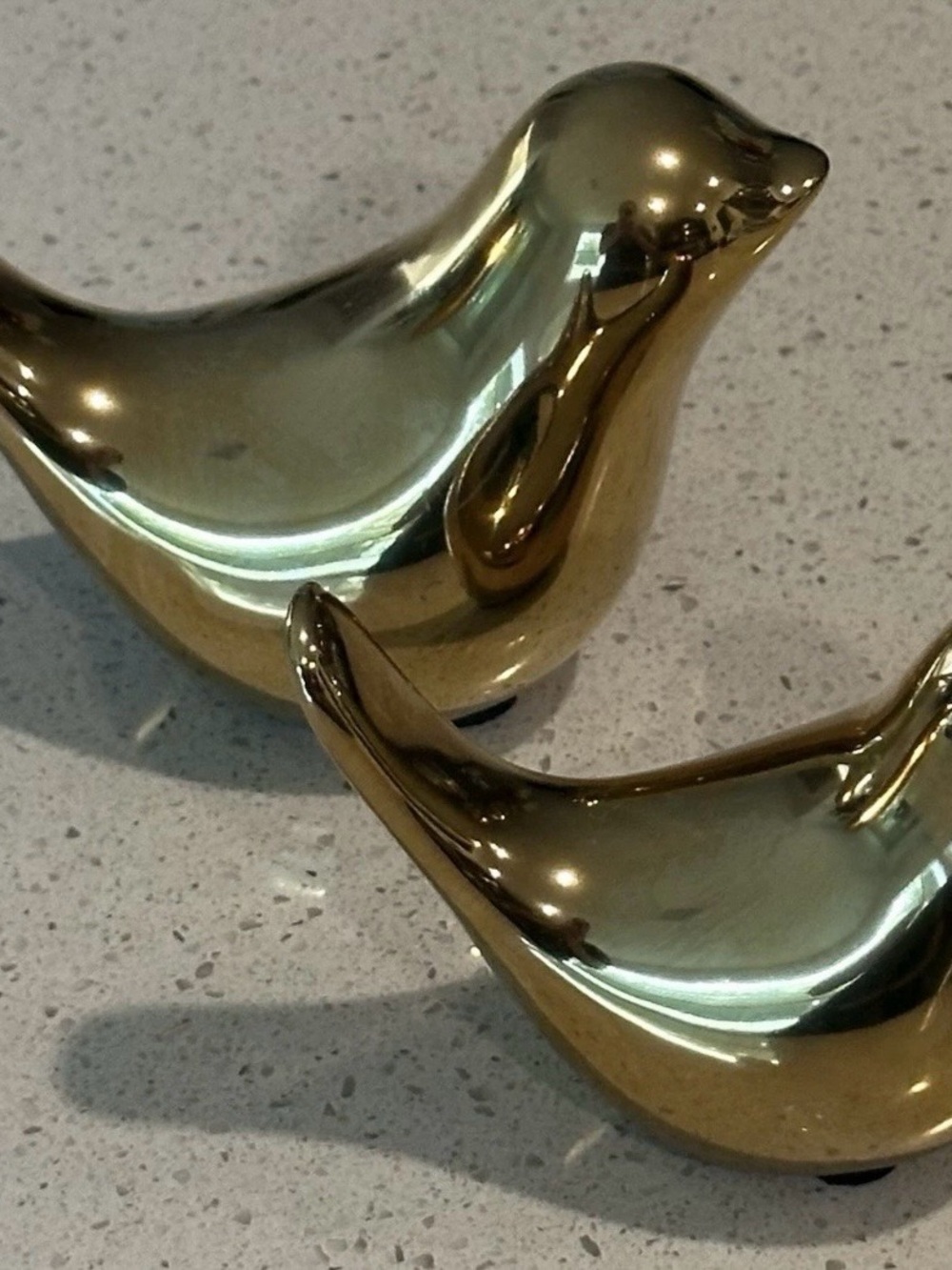 Polished Gold Ceramic Bird Figurines - Home Accents